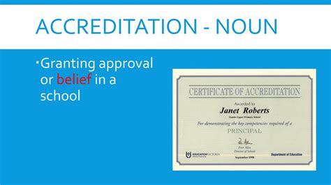 accreditation noun .